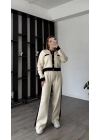 Ekru Chiara Blok Renkli Triko Takım