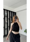 Elena Siyah Sırt Dekolteli Bluz