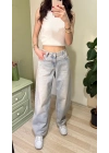 Eskitme Buz Mavi Baggy Jean