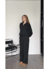 Genny Siyah Çift Fermuarlı Triko Takım