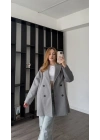 Gri Aida Premium Kaşe Kaban