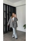 Gri Aida Premium Kaşe Kaban