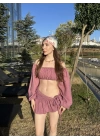 Gül Kurusu Büstiyerli Pareo Takım