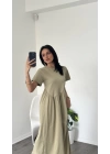 Yağ Yeşili Tina Elbise