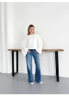 İspanyol Kol Basic Sweatshirt Beyaz