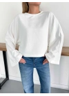 İspanyol Kol Basic Sweatshirt Beyaz