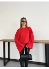 İspanyol Kol Basic Sweatshirt Kırmızı