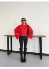 İspanyol Kol Basic Sweatshirt Kırmızı