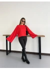 İspanyol Kol Basic Sweatshirt Kırmızı
