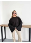 İspanyol Kol Basic Sweatshirt Siyah