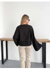 İspanyol Kol Basic Sweatshirt Siyah