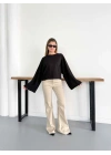 İspanyol Kol Basic Sweatshirt Siyah