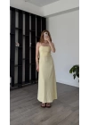 Janka Sarı Askılı Maxi Elbise