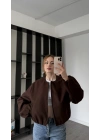Kahve Anna Bomber kaşe Ceket