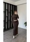 Kahve Claire Volan Kollu Etekli Takım