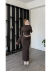 Kahve Claire Volan Kollu Etekli Takım
