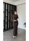 Kahve Claire Volan Kollu Etekli Takım