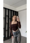 Kahve Kayle Tül Detay Korse