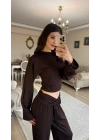 Kahve Luna V Bel Kesimli Modal Takım