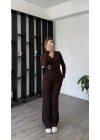 Kahve Mary Toka Detaylı Kruvaze Takım