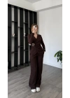 Kahve Mary Toka Detaylı Kruvaze Takım