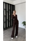 Kahve Mary Toka Detaylı Kruvaze Takım