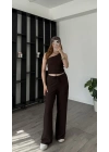 Kahve Olivia Tek Omuzlu Gofre 2’li Takım