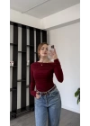 Kırmızı Jeor Kayık Yakalı Bluz