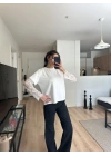 Kolları Dantel Detaylı Bluz Beyaz