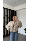Krem Anna Bomber Kaşe Ceket