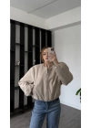 Krem Anna Bomber Kaşe Ceket