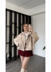 Krem Laura Oversize Süet Ceket