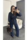Kuşaklı Ceket & Jean 2’li Kot Takım