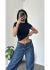 Lacivert Bisiklet Yaka Kısa Kollu Basic Body