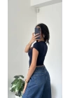 Lacivert Bisiklet Yaka Kısa Kollu Basic Body