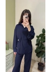 Lacivert Lucia Bağcıklı Gömlekli Takım