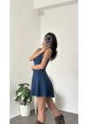 Lacivert Tally Denim Elbise