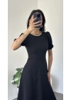 Lara Siyah Balon Kol Elbise