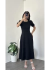 Lara Siyah Balon Kol Elbise