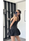 Lilya Siyah Kare Yakalı Balon Elbise