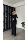 Lisa Siyah Bel Detaylı Maxi Elbise
