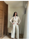 Liva Çift Fermuarlı Triko Takım Krem