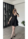 Lizzy Siyah Korse Belli Volanlı Elbise