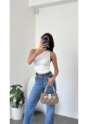 Lori Beyaz Tek Omuzlu Bluz