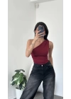 Lori Bordo Tek Omuzlu Bluz