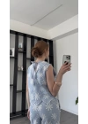 Luva Mavi Çiçek Aplikeli Takım