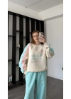 Mavi Bloom Oversize Eşofman Takımı