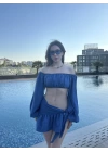 Mavi Büstiyerli Pareo Takım