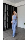 Mavi Ole Düğmeli Bürümcük Takım