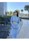 Mavi Sunny Örgü Pareo Takım